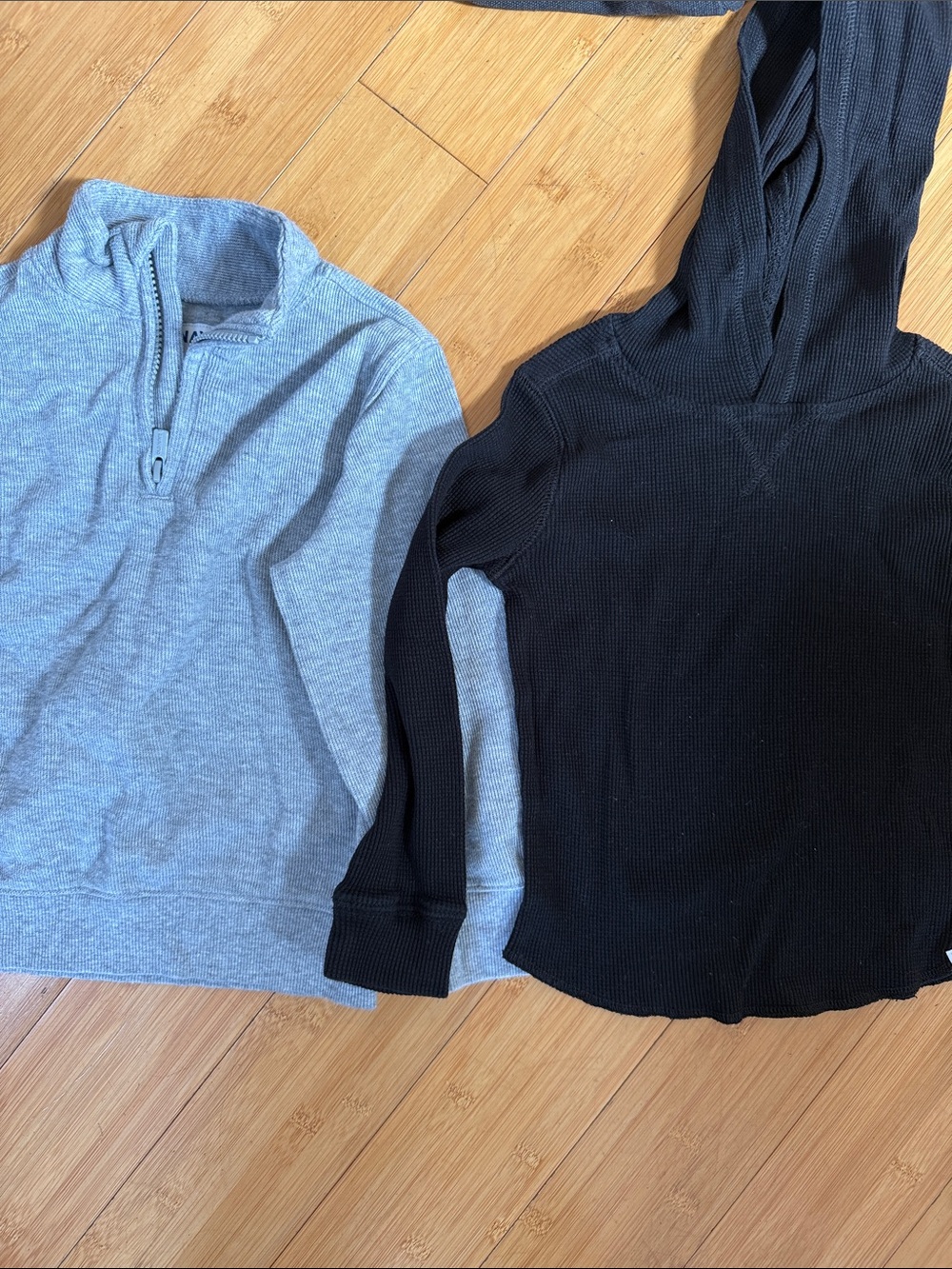 Boys Gray Quarter-Zip Sweater and black waffle hoodie size 5